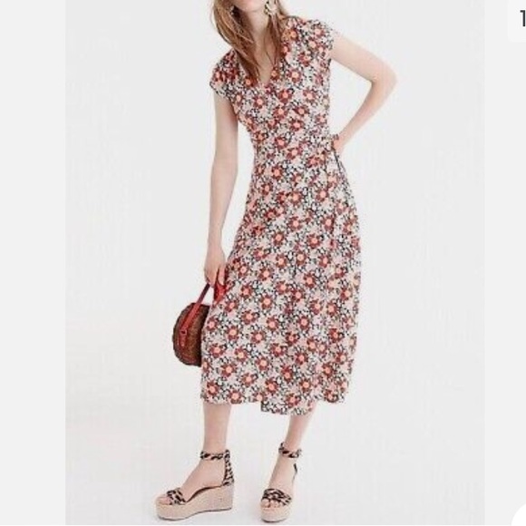 J.Crew Mercantile Easy Wrap Seventies Floral Midi Wrap Dress - Picture 4 of 12